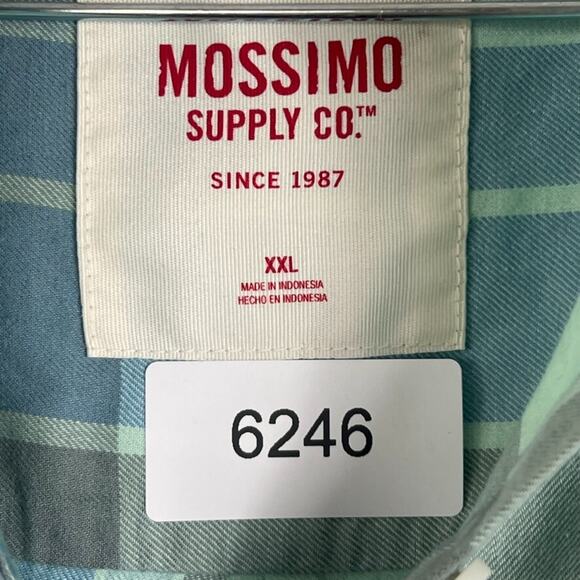Mossimo Shirt Women's Size XXL Turquoise Blue Plaid Button Front Crop Top - Picture 3 of 7